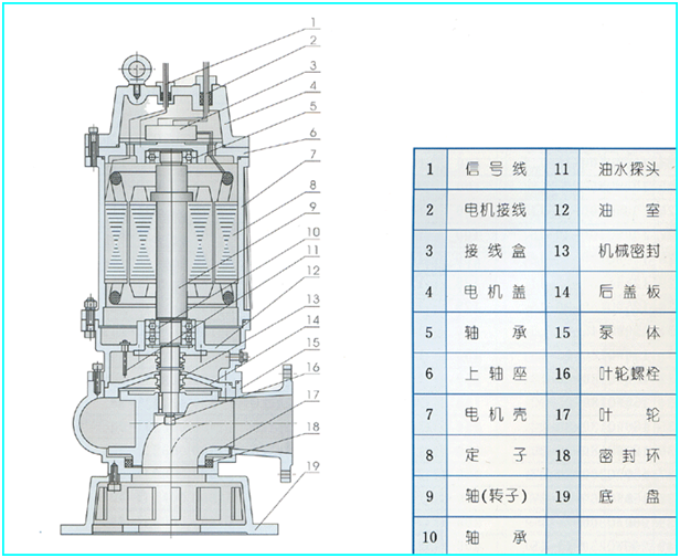 大東海泵業(yè)WQ潛水無堵塞排污泵結(jié)構圖